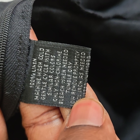 Linen Maxi Dress Black Deep V-Neck Y2K Minimalist - Picture 5 of 10